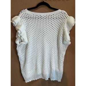 Cato Pointelle Knit Ruffle Sleeve Sweater Vest Womens‎ 18/20W Cream Excellent